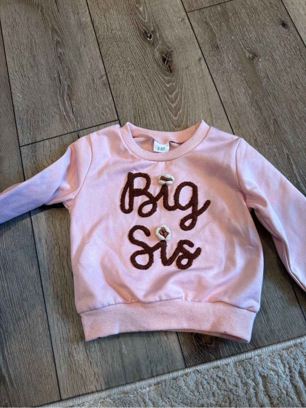 SHEIN Pink "Big Sis" Chenille Sweatshirt